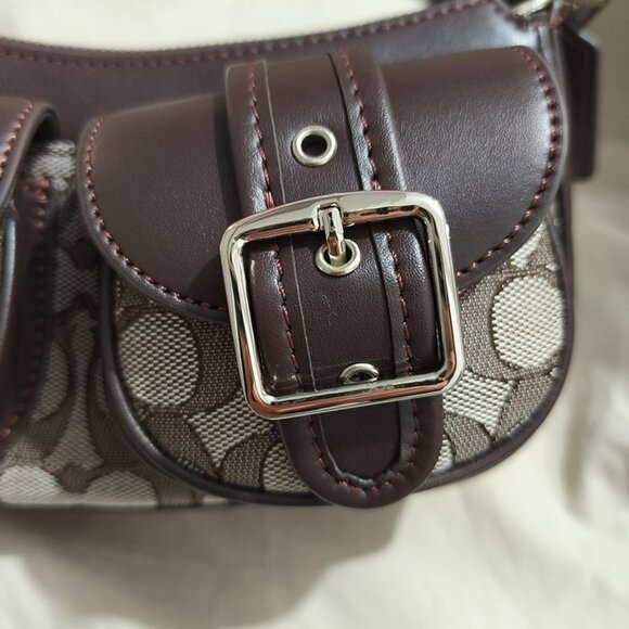 Coach Double-Pocket Brown Saddle Bag - Picture 2 of 12